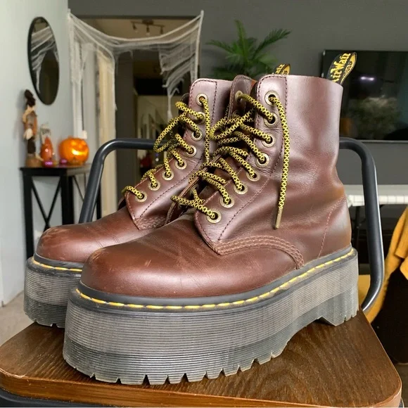 Dr. Martens Brown 1460 Pascal MAX Leather Platform Boots - Picture 2 of 8